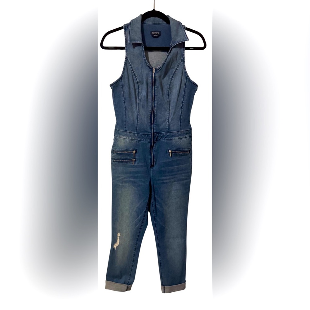 Bebe Women’s Vintage Y2K Sleeveless Stretch Jumpsuit Slim Skinny Zip Up sz 29 8